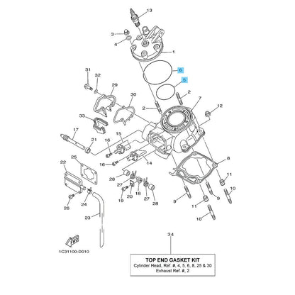 YAMAHA YZ125 '94-25 Genuine Cylinder Head O-Ring(Inner & Outer) Set OEM