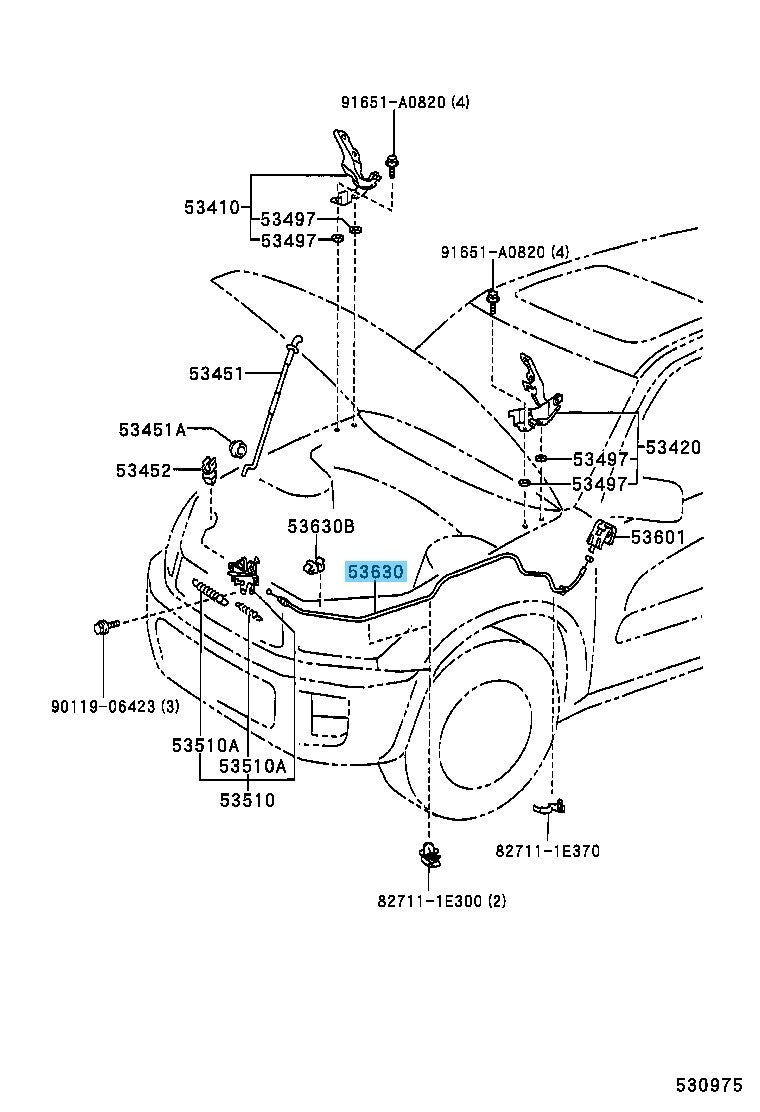 TOYOTA RAV4 ACA21 01-05 Genuine Hood Lock Control Cable 53630-42060 OEM LHD