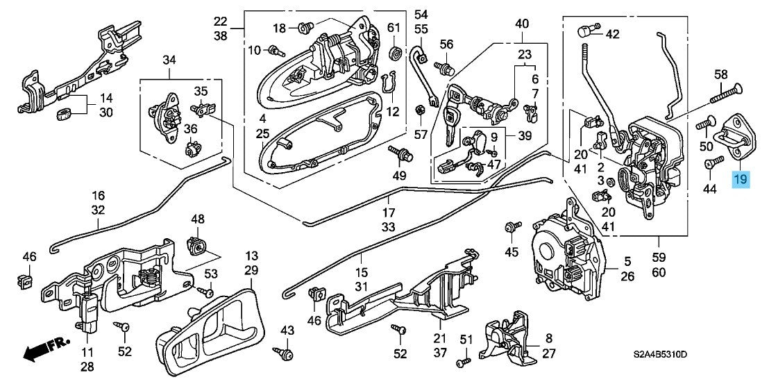 HONDA S2000 AP1 AP2 '00-09 Genuine Door Lock Striker Assy 72135-S2A-003 x2 Set