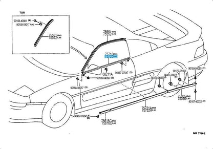 TOYOTA MR2 SW20 Genuine Outer Door Molding Weather Strip Left 75720-17020 OEM