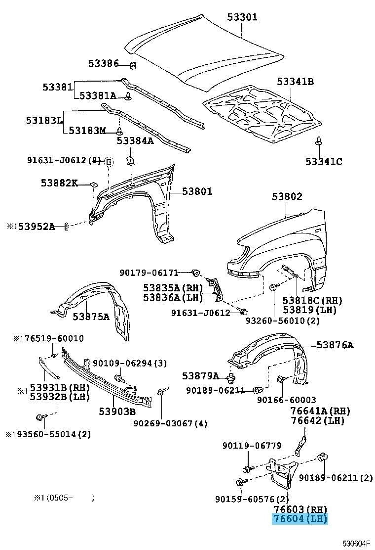 TOYOTA LAND CRUISER UZJ100 1998-2007 Genuine Front Fender Mudguard Left OEM