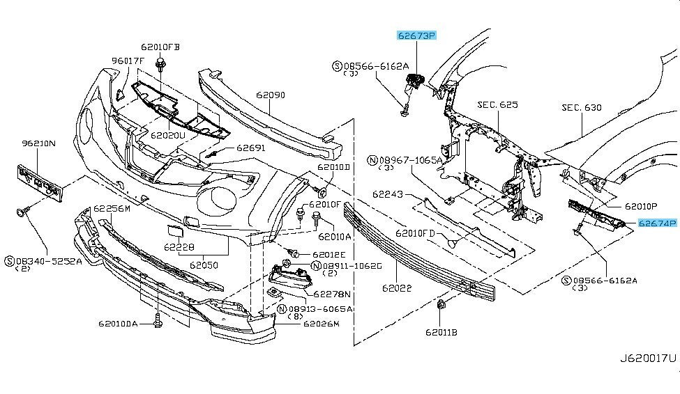 NISSAN JUKE F15 2011-2014 Genuine Front Bumper Side Bracket RH & LH set OEM