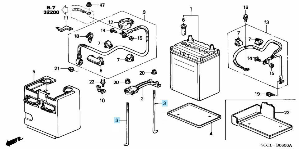 HONDA CIVIC CR-X INTEGRA ACCORD PRELUDE Genuine Battery Setting Bolt 225mm OEM