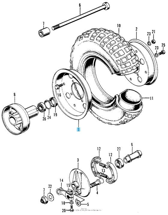 HONDA MONKEY Z50A 76-78 Genuine Wheel Rim Front or Rear RH 42701-045-671ZA OEM