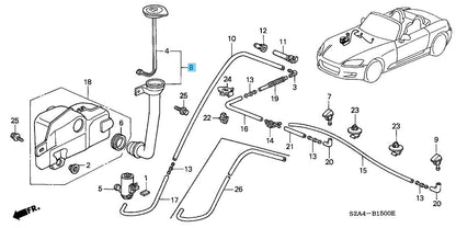 HONDA S2000 AP1 AP2 2000-2009 Genuine Front Washer Hose Assy 76812-S2A-003 OEM