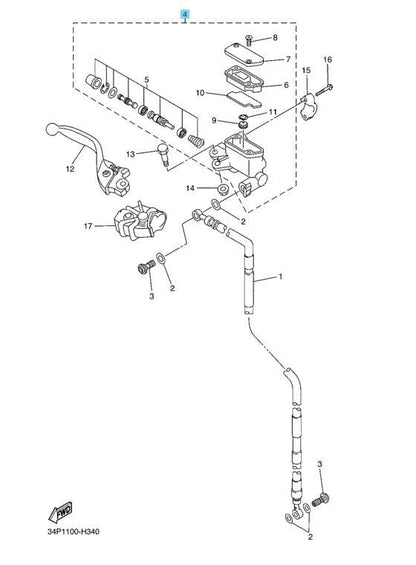 YAMAHA YZ450F 08-18 Genuine Fr/Brake Master Cylinder Sub Assy 5XC-W2587-00 OEM