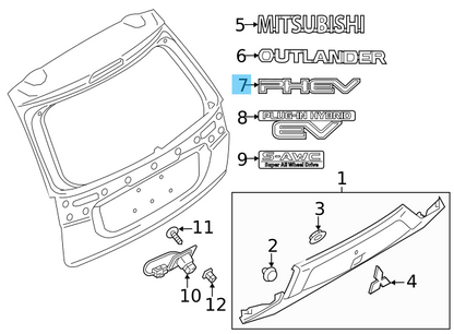 MITSUBISHI Outlander PHEV GX4h 13-15 Genuine Rear Emblem "PHEV" 7415A454 OEM JDM