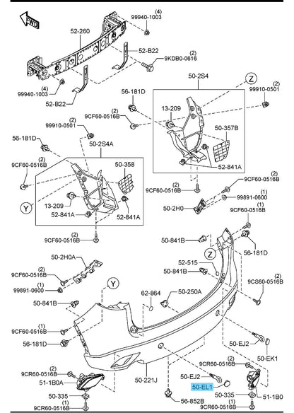 MAZDA CX-5 KE 13-16 Genuine Rear Bumper Tow Hook Eye Cover Cap LH KCYA-50-EL1