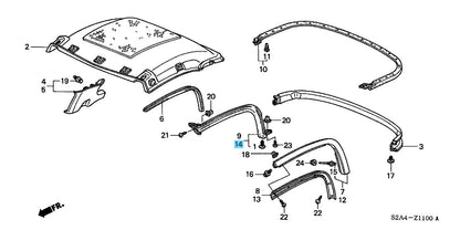 HONDA S2000 AP1 AP2 '00-09 Genuine Hardtop Roof Side Door Weatherstrip LH OEM