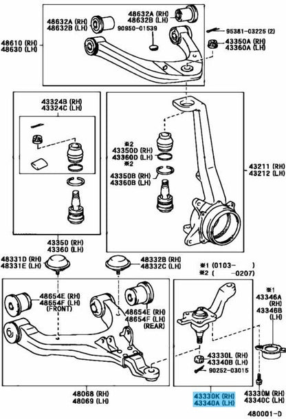 TOYOTA 4RUNNER LAND CRUISER Genuine Front Lower Ball Joint Right & Left Set OEM