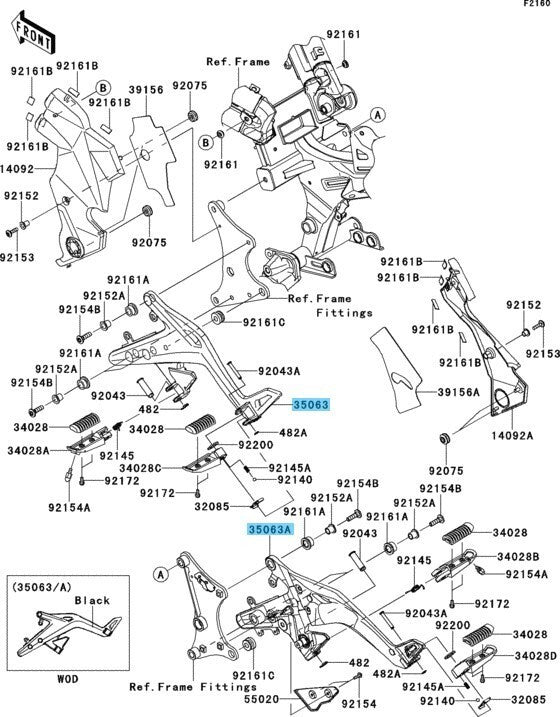 KAWASAKI EX650 NINJA 650 2012-2016 Genuine Step Stay RH & LH Set OEM