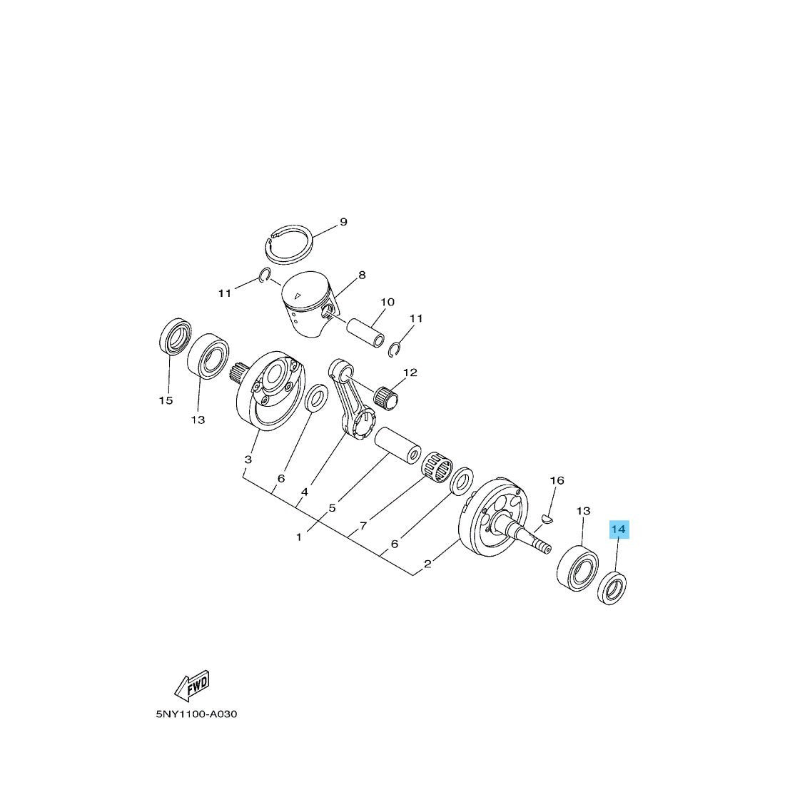 YAMAHA YZ125 '01-25 YZ125X '20-25 Genuine Crankshaft Oil Seal(LH) 93102-20485-00