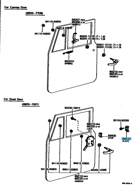 TOYOTA LAND CRUISER BJ40 FJ40 72-84 Genuine Back Door Stopper 69405-90300 OEM