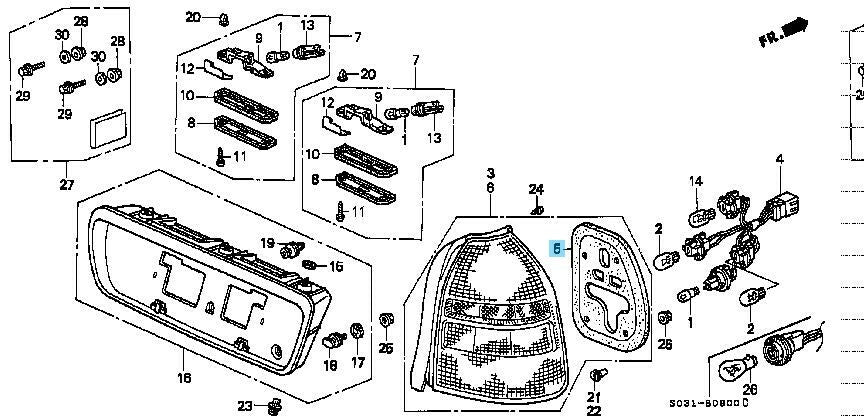 HONDA CIVIC TYPE-R EK9 EK2 EK3 EK4 96-00 Genuine Tail Light Gasket RH LH Set OEM
