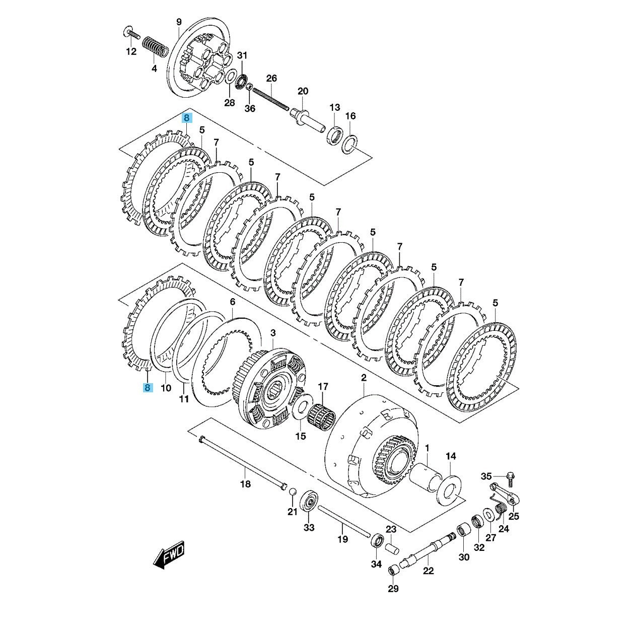 SUZUKI BOULEVARD VZR1800 M109R 2006-2023 Genuine Clutch Driven No.2 Plate x2 Set