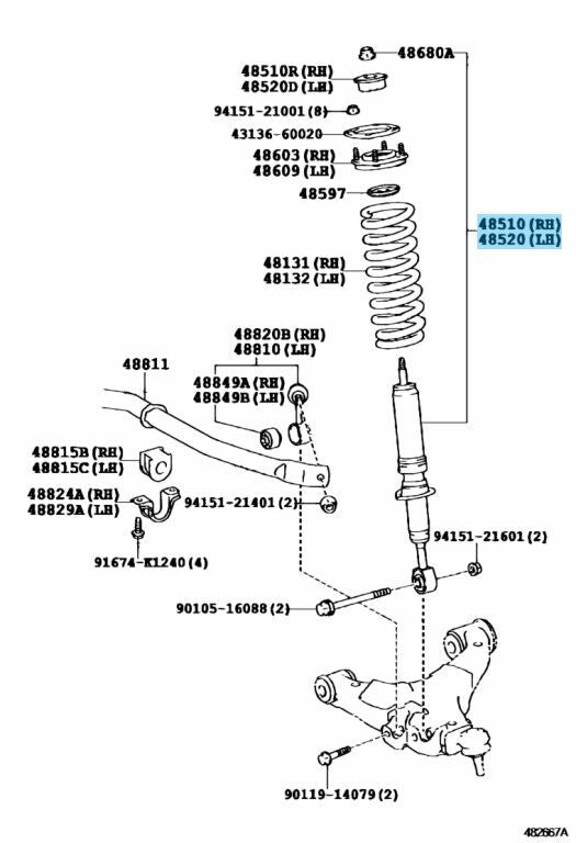 TOYOTA LEXUS LX570 2008-2021 Genuine Front Shock Absorber 48510-69355 x2 Set OEM