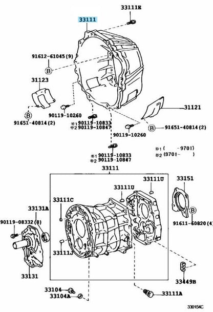 TOYOTA 1JZ-GTE EFI Genuine Clutch Housing Bell R154 5-Speed MTM 31111-14111 OEM