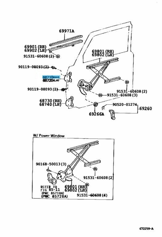 TOYOTA 4RUNNER LN## RN## 84-89 Genuine Front Door Hinge Upper RH 68710-60040 OEM