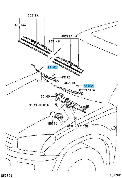 TOYOTA RAV4 01-22 Genuine Front Windshield Wiper Arm Cover 85292-13010 x2 Set