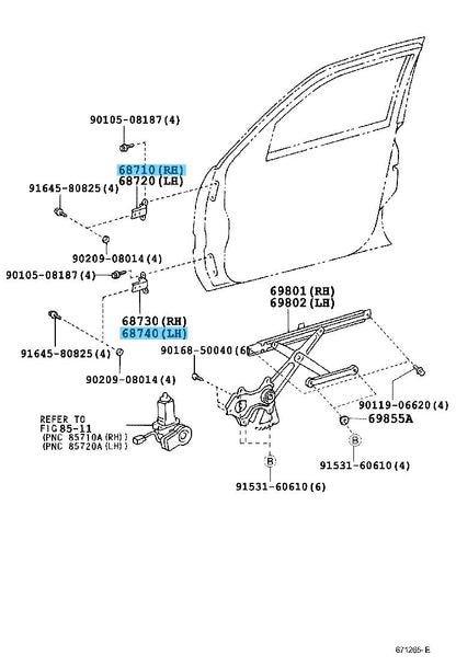 LEXUS LX470 UZJ100 98-07 Genuine FRONT DOOR HINGE UPR/RH LOW/LH 68710-22081 OEM