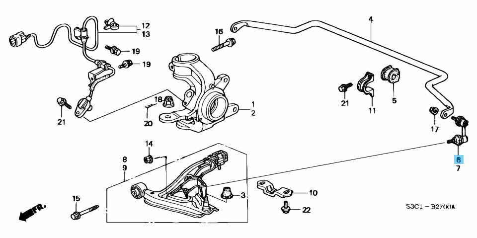 HONDA ACTY VAN HH5 HH6 Genuine Front Stabilizer Link Comp RH 51320-S3C-003 OEM