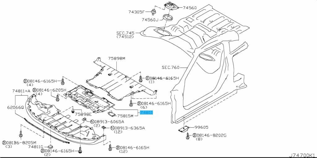 NISSAN GT-R R35 09-14 Genuine Engine Front Lower Under Cover 75890-JF00A OEM