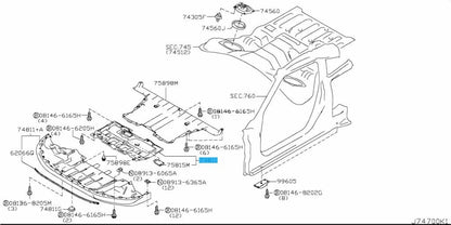 NISSAN GT-R R35 09-14 Genuine Engine Front Lower Under Cover 75890-JF00A OEM