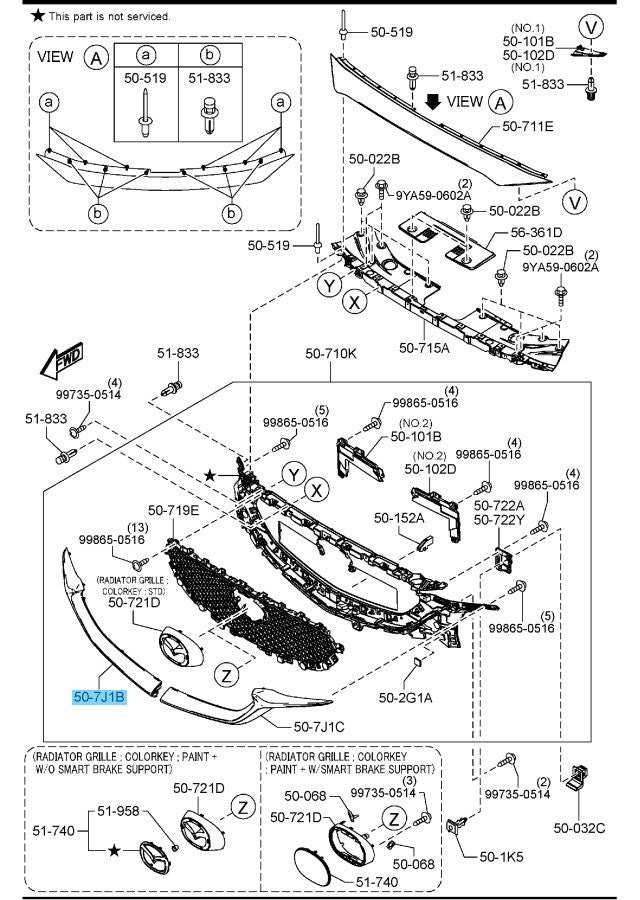 MAZDA CX-5 KF 2018-2020 Genuine Front Bumper Grille Molding RH KB8A-50-7J1B OEM