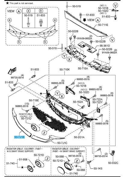 MAZDA CX-5 KF 2018-2020 Genuine Front Bumper Grille Molding RH KB8A-50-7J1B OEM