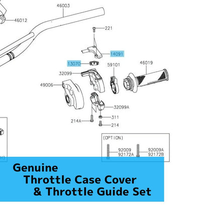 KAWASAKI KLX110/R '10-25 Genuine Throttle Case Cover & Throttle Guide Set OEM