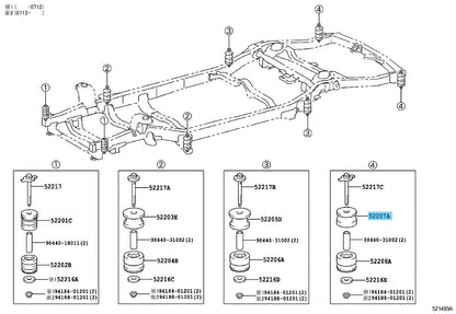 TOYOTA LAND CRUISER PRADO GRJ120 03-09 Genuine No.4 Upper Cab Mounting x2 set RL