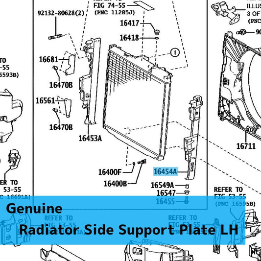 LEXUS GX550 VJA252 '24-25 Genuine Radiator Side Support Plate LH 16454-70730 OEM