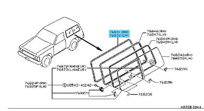 NISSAN SAFARI HARDTOP Y60 91-95 Genuine Side Window Weather Strip RH & LH Set