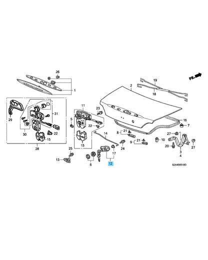 HONDA S2000 AP1 2000-2002 Genuine Trunk Cylinder 74861-SZ3-G01 OEM