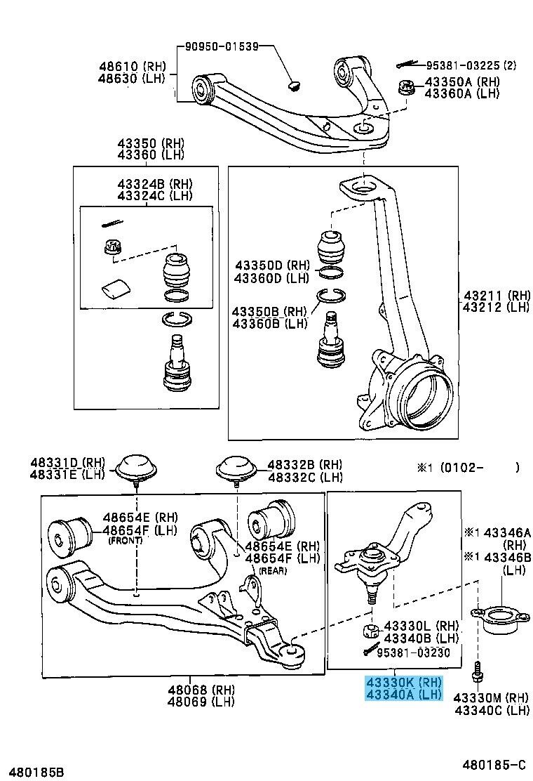 TOYOTA TACOMA RZN161 1995-2001 Genuine Front Lower Ball Joint RH & LH set OEM