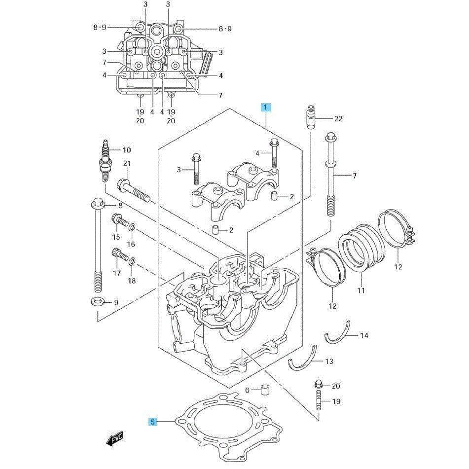SUZUKI RM-Z250 2008-2009 Genuine Cylinder Head Assy & Cylinder Gasket Set OEM
