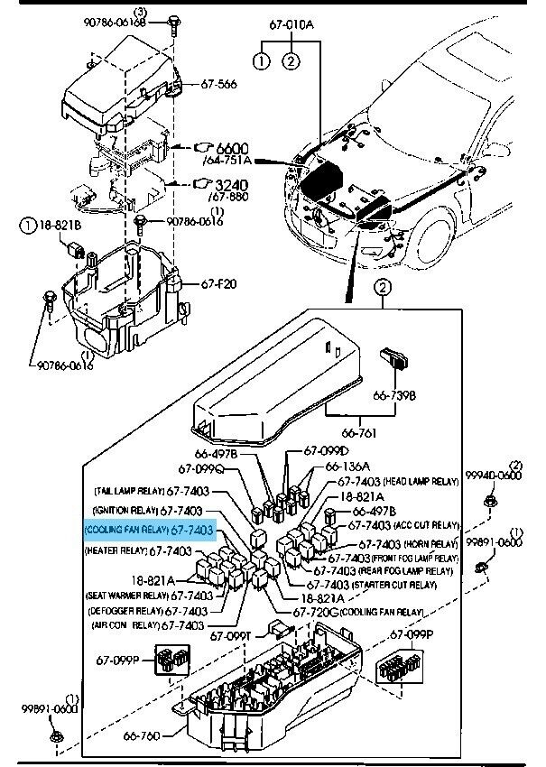 MAZDA RX-8 FE SE SE3P 2004-2011 Genuine Fan Relay B115-67-730 x2 set OEM