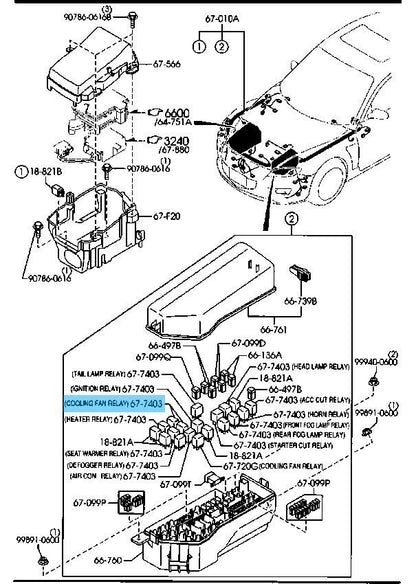 MAZDA RX-8 FE SE SE3P 2004-2011 Genuine Fan Relay B115-67-730 x2 set OEM