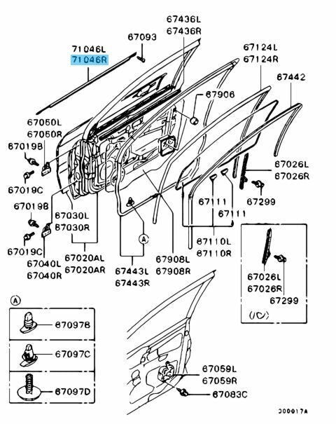 MITSUBISHI LANCER Evolution 7/8/9 Genuine F/Door Window Belt Line Moulding RH