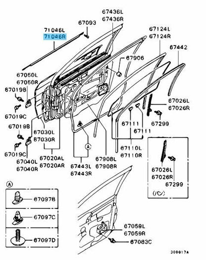 MITSUBISHI LANCER Evolution 7/8/9 Genuine F/Door Window Belt Line Moulding RH