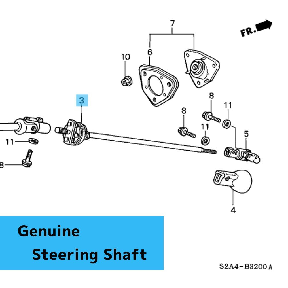 HONDA S2000 2000-2009 AP1 AP2 Genuine Steering Shaft 53319-S2A-A02 OEM LHD