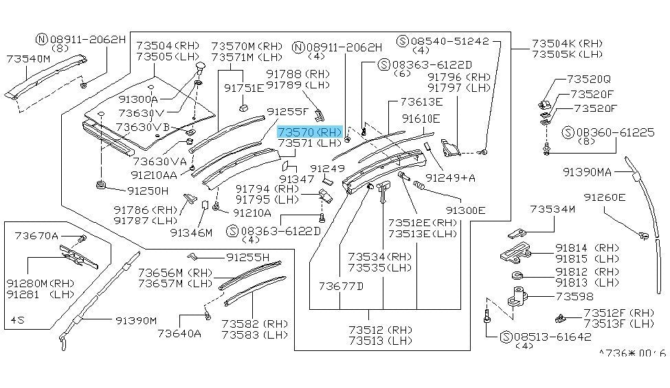NISSAN 300ZX Z32 '90-96 Genuine Roof Side Moulding RH For 2 SEATER T-BAR ROOF