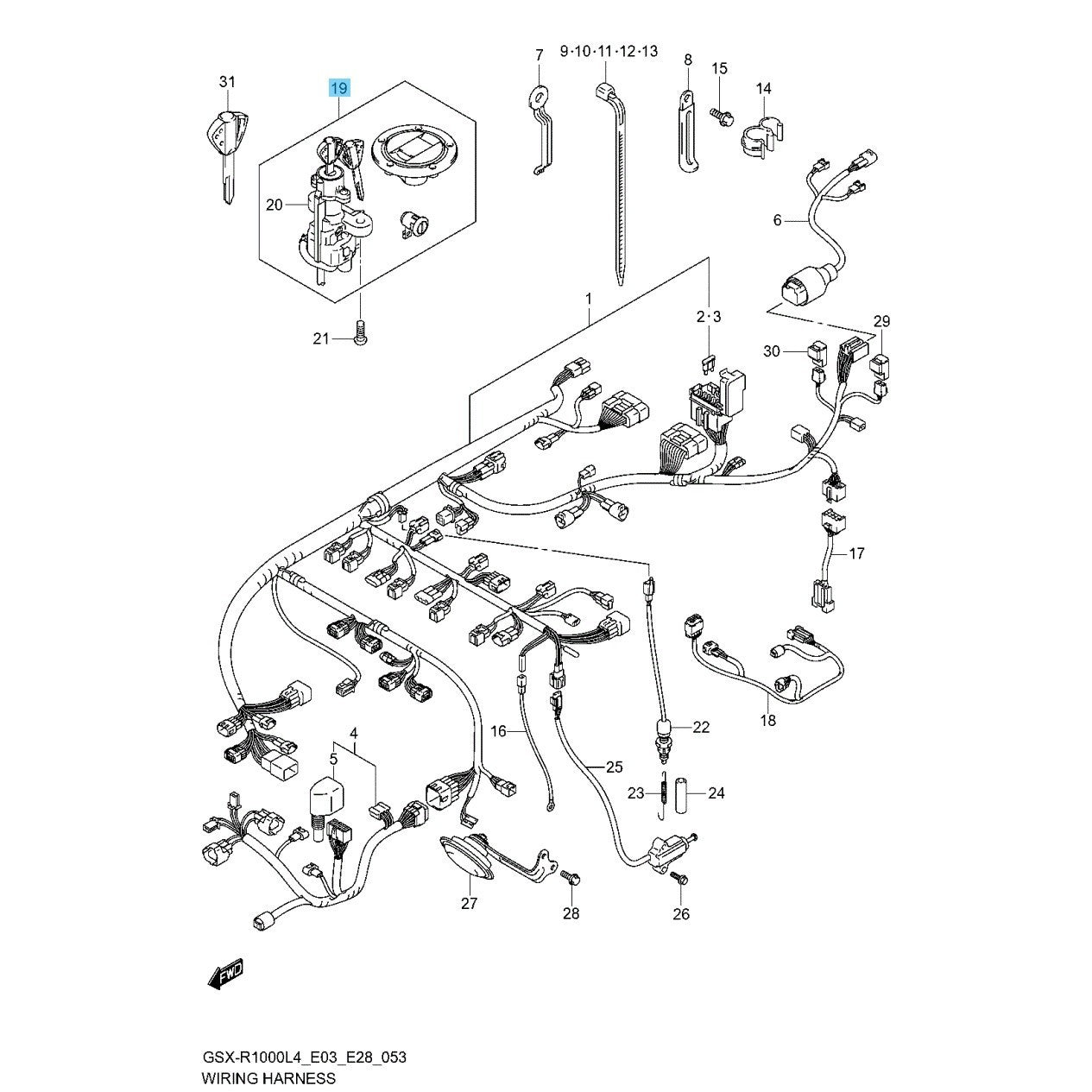 SUZUKI GSX-R600 GSX-R750 '06-09 '12-19 '21-23 Genuine Lock Set 37101-40824 OEM