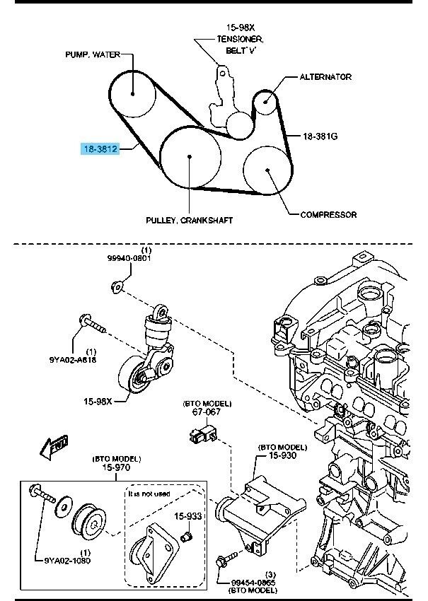 MAZDA CX-5 KE2AW KF2P KE5AW 2014-2023 Genuine Water Pump Belt PY01-15-908 OEM