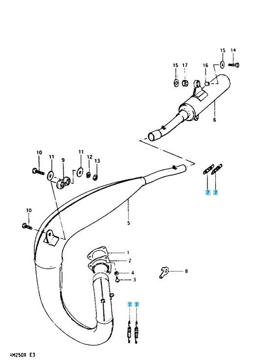 SUZUKI RM250 1976-1981 Genuine Muffler Spring 09443-11002 x4 Set OEM