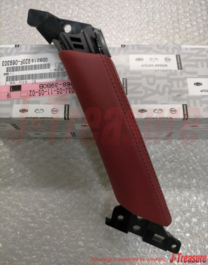 NISSAN GT-R R35 14-16 Genuine Red Leather Door Pull Handle Right & Left Set OEM