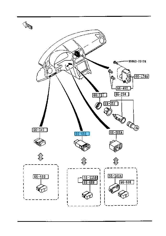 MAZDA MX-5 MIATA NA8C 94-97 Genuine Rear Defogger Switch NA75-66-460 OEM