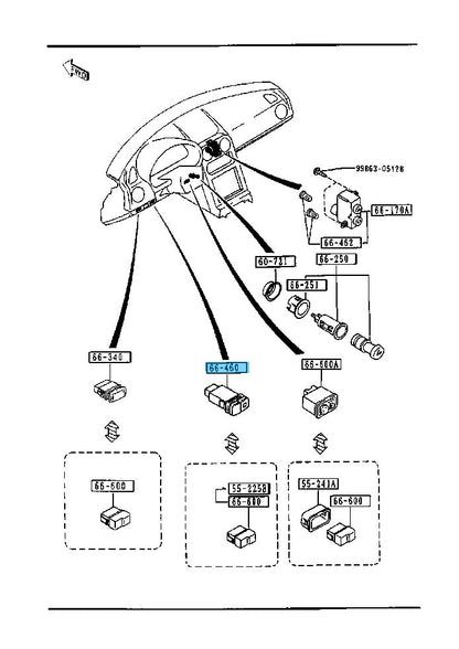MAZDA MX-5 MIATA NA8C 94-97 Genuine Rear Defogger Switch NA75-66-460 OEM
