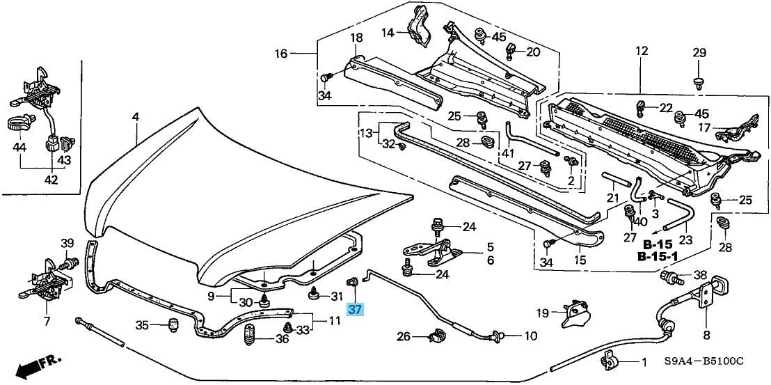 HONDA CR-V RE3 RE4 RD5 RD6 2002-2011 Genuine Hood Stay Grommet 91604-S5A-003 OEM