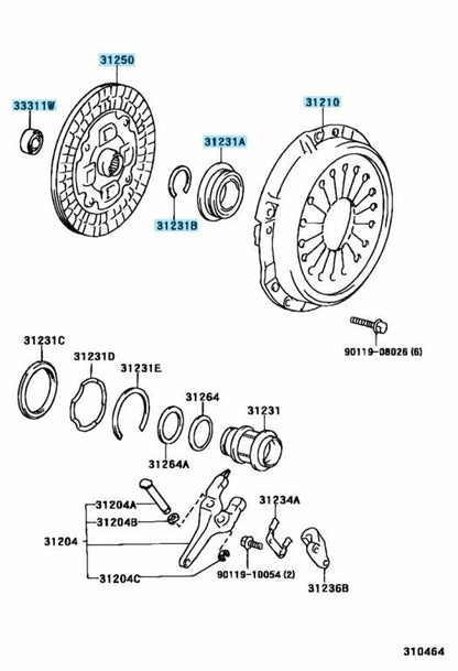 TOYOTA SUPRA JZA80 93-98 Genuine 6-Speed Clutch Disk Cover Bearing Snap ring Set